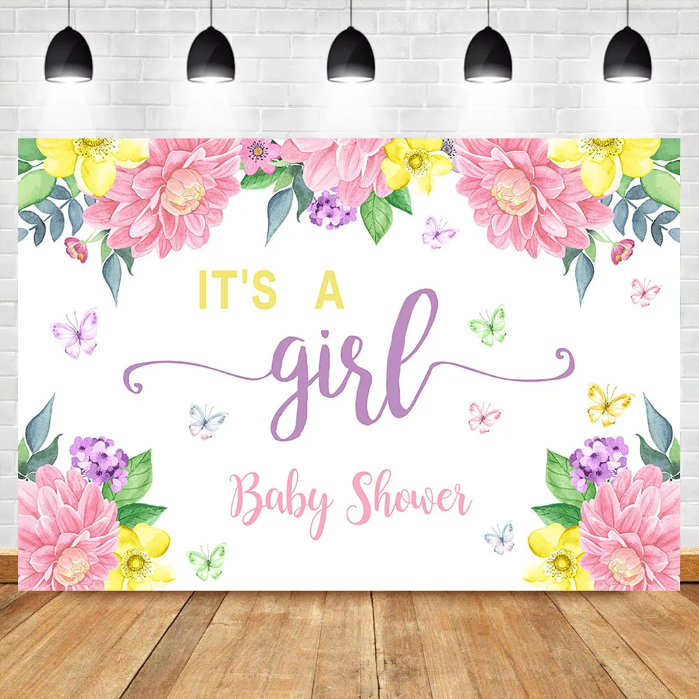 NeoBack It's a Girl Baby Shower фото фон розовый цветок Новорожденный ребенок душ вечерние