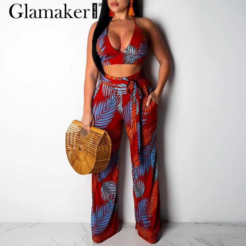 Женский Длинный комбинезон Glamaker пикантный с лямкой на шее размера плюс летний
