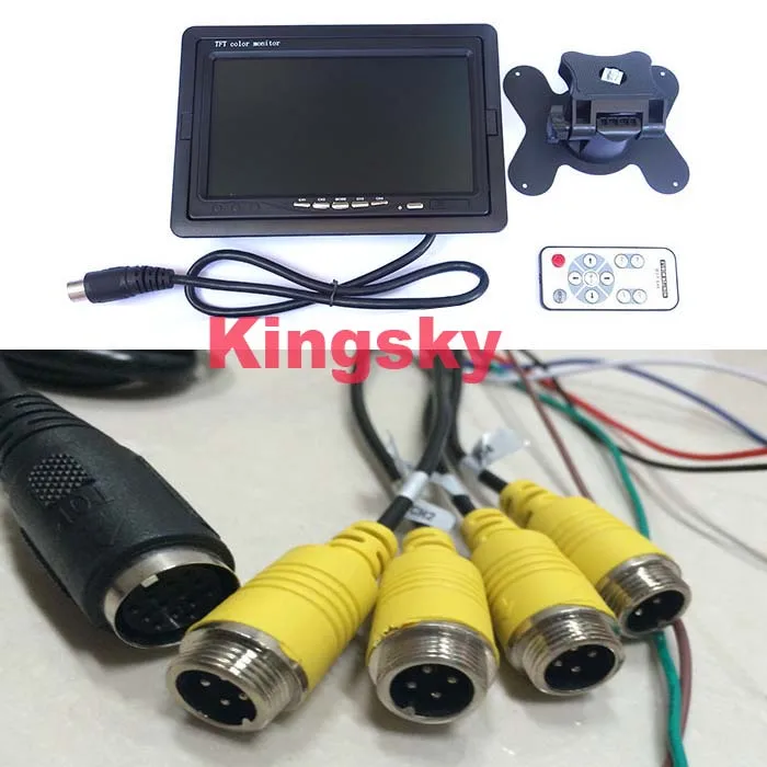 4x12 В/24 В 18 СВЕТОДИОДНЫХ ИК Резервное Копирование Камера Заднего Вида 4Pin + 9 &quotЖК 4CH