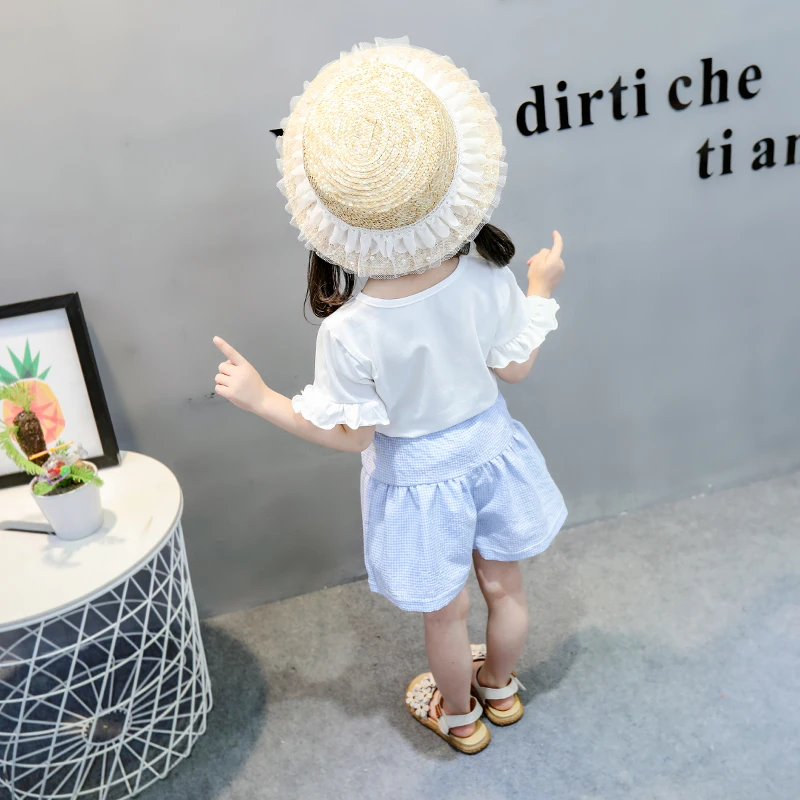 Лидер продаж милый летний костюм с короткими рукавами в Корейском стиле для