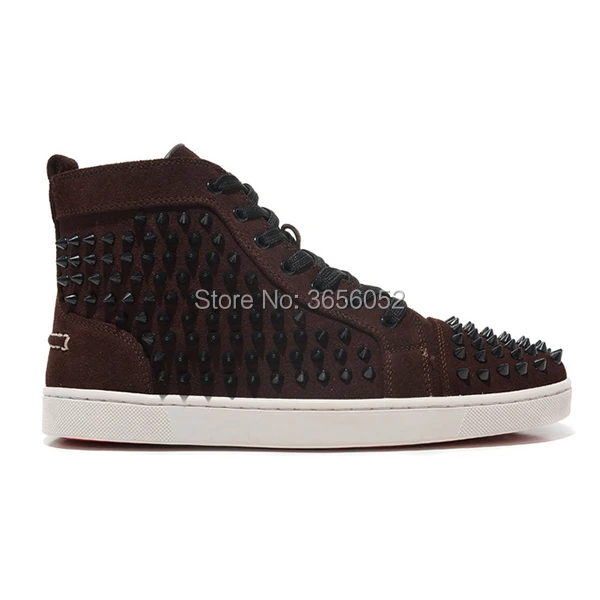 Qianruiti Designer Superstar High Top Sneakers Men Lace Up Flat Ankle Boots Leather Zapatillas Rivet Studded Mens Shoes Casual |