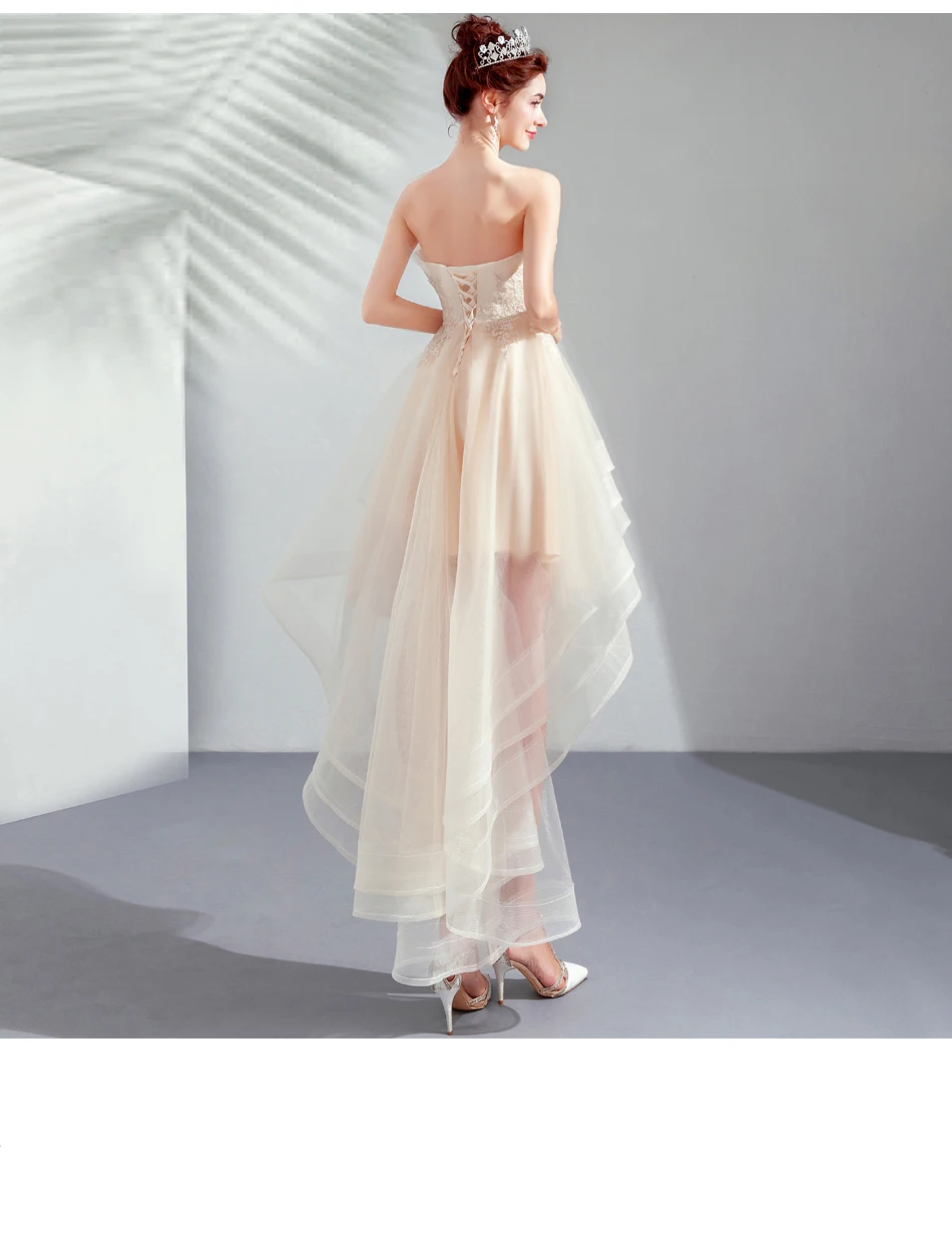 Asymmetrical Evening dresses fashionable strapless prom gown robe de mariee birthday formal dress vestido noiva | Свадьбы и