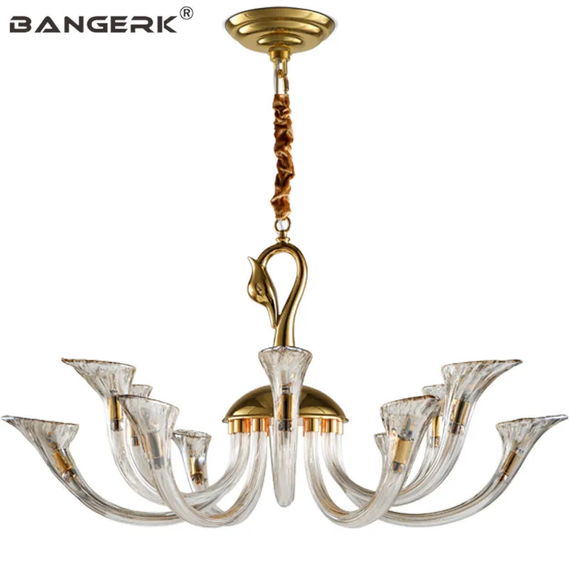 European Creative Swan Chandeliers LED Gold Iron Glass Hanging Lamp Modern Chandelier Lighting Home Decor Lustres Luminaria | Освещение