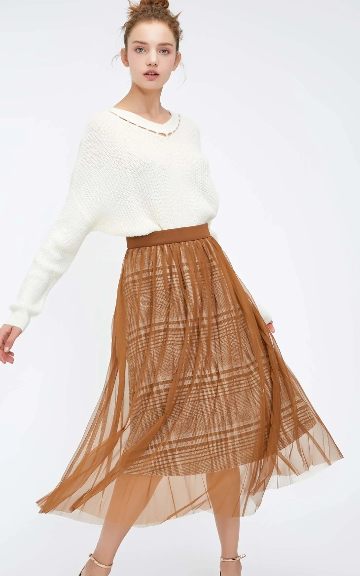 Vero Moda Новая женская OL Gauzy двухъярусная юбка из ткани | 318416509