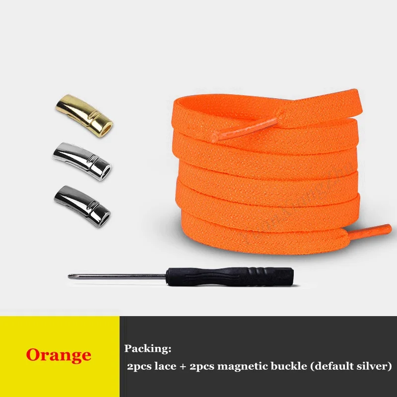 Orange Новые эластичные 1 секундные магнитные фиксирующие шнурки креативные быстро не Завязывающиеся шнурки для обуви Детские Взрослые Унисекс Спортивные туфли со шнурками шнурки для обуви - Цвет: Orange