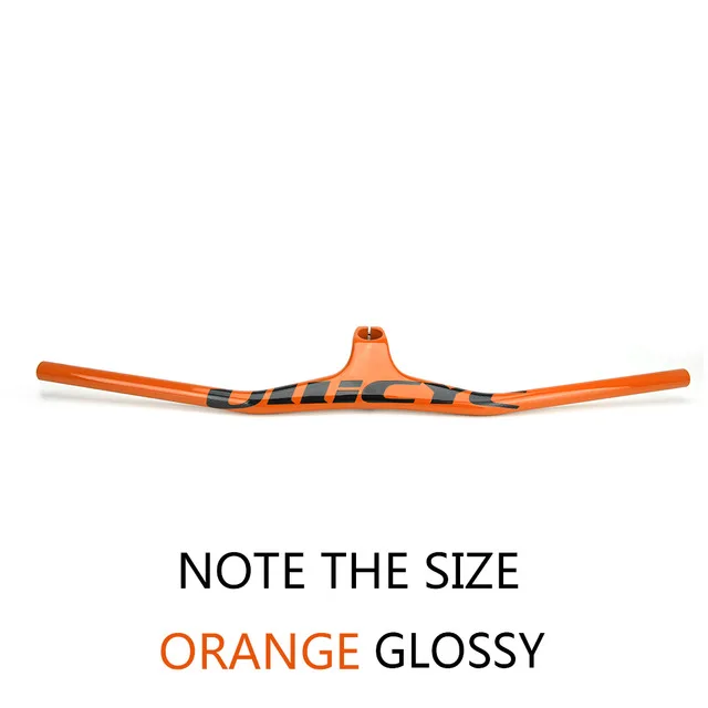 Ullicyc 2019MTB Bicycle Riser-17 degree One-shaped Integrated Handlebar With Stem 3K Black Gloss or Matte Carbon bike Handlebar - Color: Glossy Orange