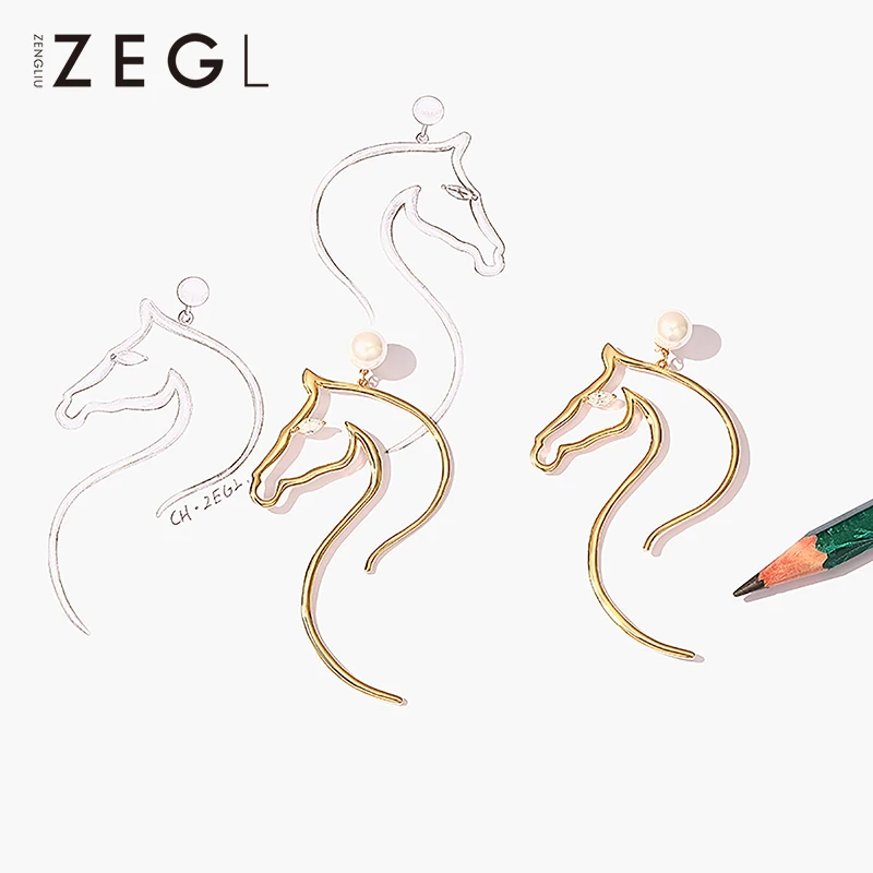 Женские сережки ZEGL длинные серьги с 925 пробы в форме головы