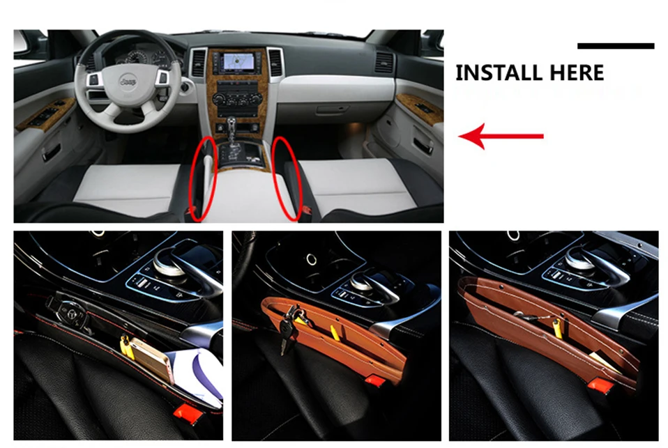Коробка-органайзер в автомобиль Caddy Catcher из искусственной кожи, сумка для хранения сидений, автомобильный отсек, карман для телефонов/карт, боковой отсек для сидения
