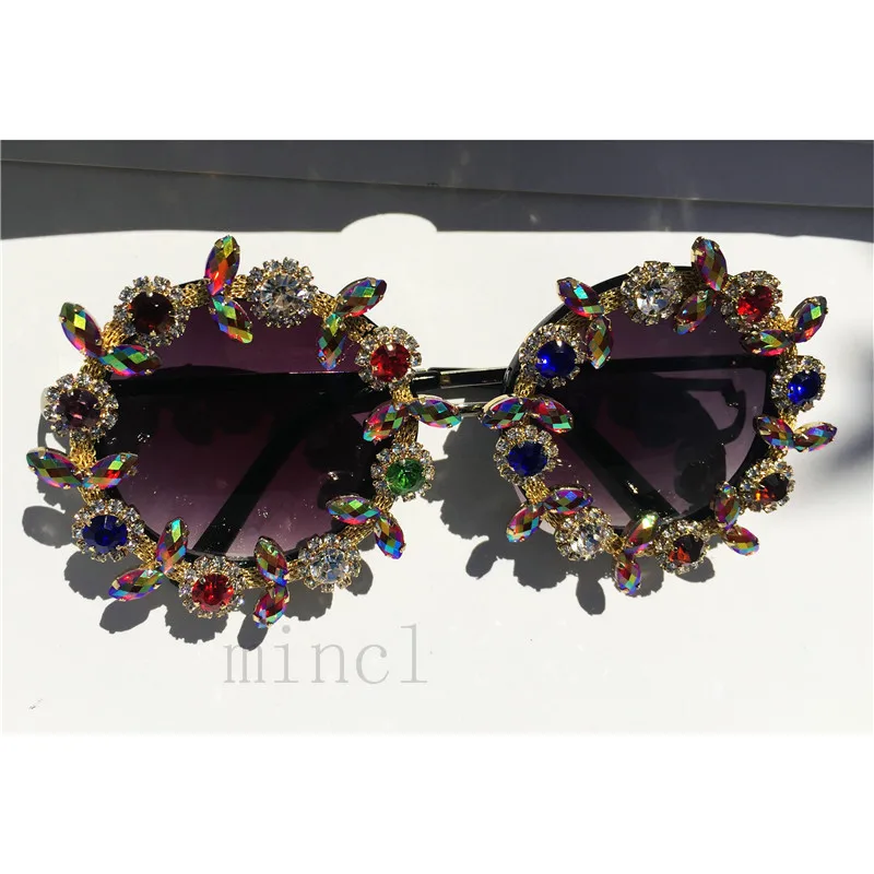 Женские солнцезащитные очки MINCL цветные затемненные со стразами модель LXL 2017|sun