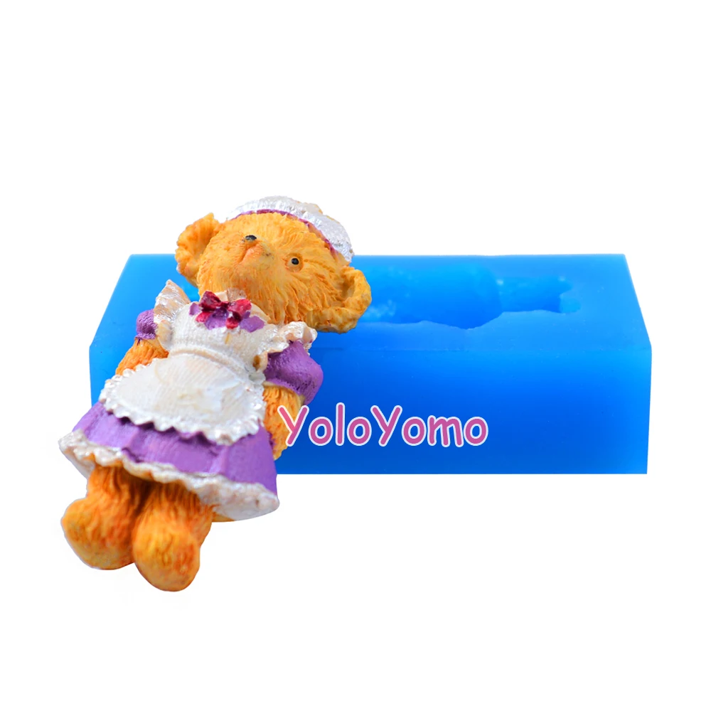 D534YL 59.5mm 3D Bear Silicone Mold - Animal Fondant Cake Decoration Resin Polymer Clay DIY Handmade Candle Gum Paste | Дом и сад