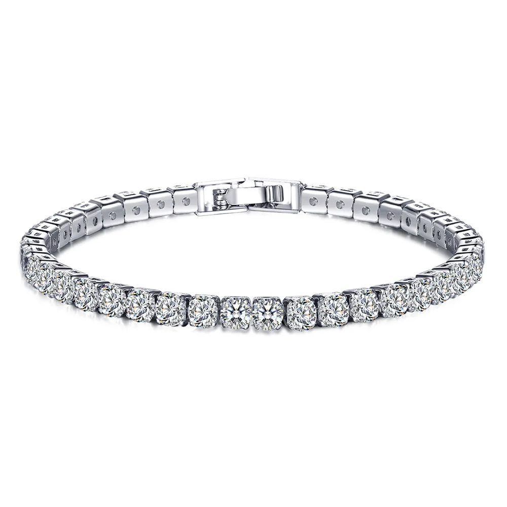 1 Row Silver Модный Теннисный Браслет AAA для женщин и девочек, роскошный микро-Кристальный браслет, золотой, серебряный цвет, браслет-цепочка и браслеты, ювелирное изделие, подарок - Окраска металла: 1 Row Silver
