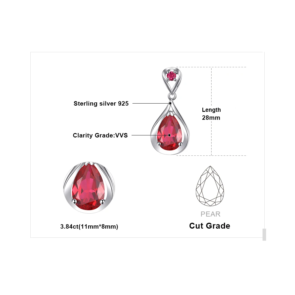 Jewelrypalace модные 4.3ct Pigeon Blood Red Рубиновая подвеска Твердые стерлингового серебра 925