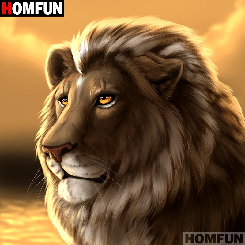 Алмазная живопись HOMFUN Лев алмазная вышивка с полными квадратными/круглыми