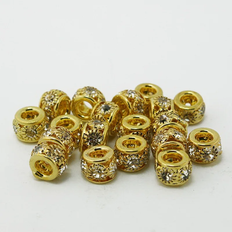 NiceBeads 6*8 мм 4 шт. круглые посеребренные бусины с кристаллами Стразы для