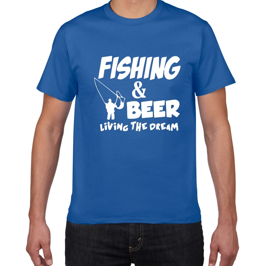 W535MT sapphire blue Летняя хлопковая футболка с надписью «THIS GUY NEEDS A BEER», Мужская футболка с принтом «Fishing Beer Live The Dream», забавный подарок, футболки - Цвет: W535MT sapphire blue