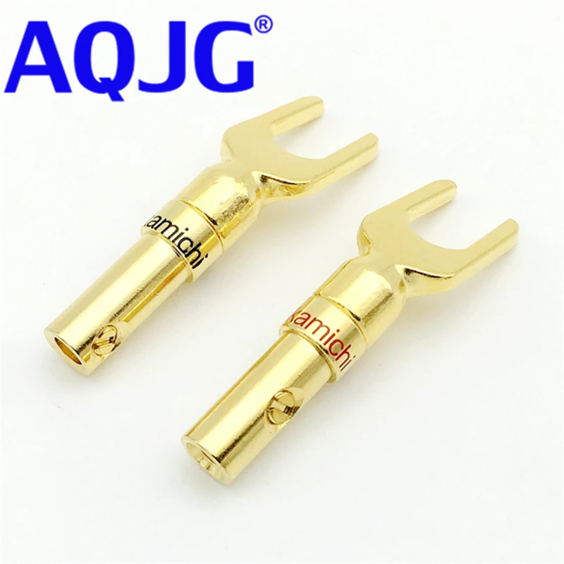 

4PCS Nakamichi Gold Plated copper Banana Spade Plug Screw Type CONNECTOR for speaker cable AQJG