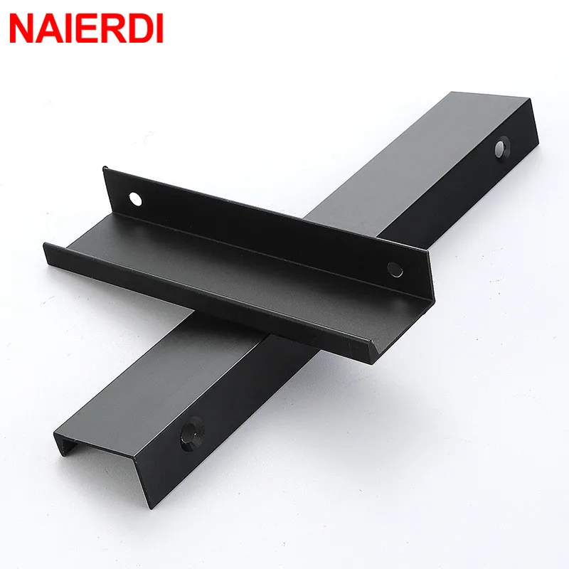 naierdi gold black hidden cabinet pulls aluminum alloy kitchen cupboard handles drawer knobs furniture handle bedroom hardware free global shipping