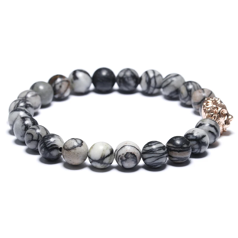 Браслет Noter в стиле панк под старину натуральный камень бисер подвески золотого