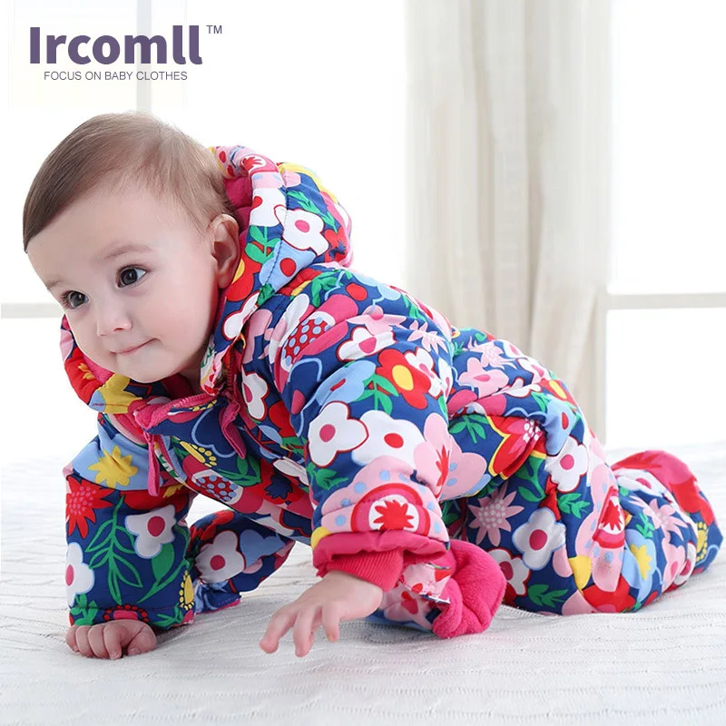 Ircomll/; детские комбинезоны для новорожденных; зимняя детская одежда для маленьких девочек и мальчиков; камуфляжный комбинезон с капюшоном и цветочным принтом; детская верхняя одежда; комбинезон
