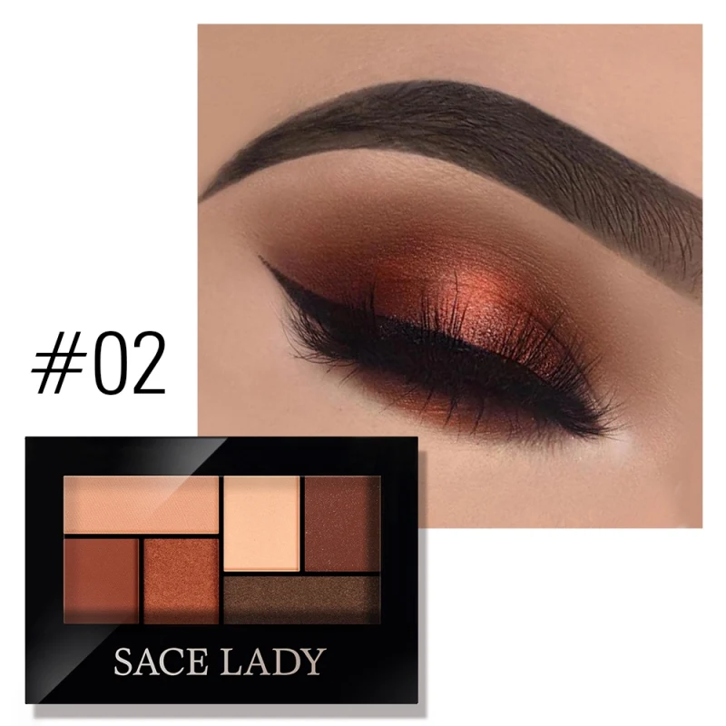 2 6-color Long Lasting Eyeshadow Palette Waterproof Colorfast Eye Shadow Powder Recommend - Цвет: 2