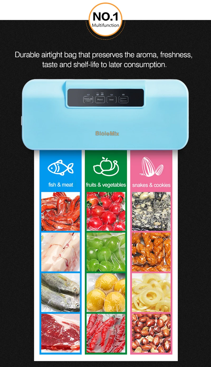 Вакуумный упаковщик Biolomix автоматическая упаковочная машина для пищевых продуктов с 10 пакетами сухой и влажной вакуумной системой герметизации воздуха для сохранения пищевых продуктов