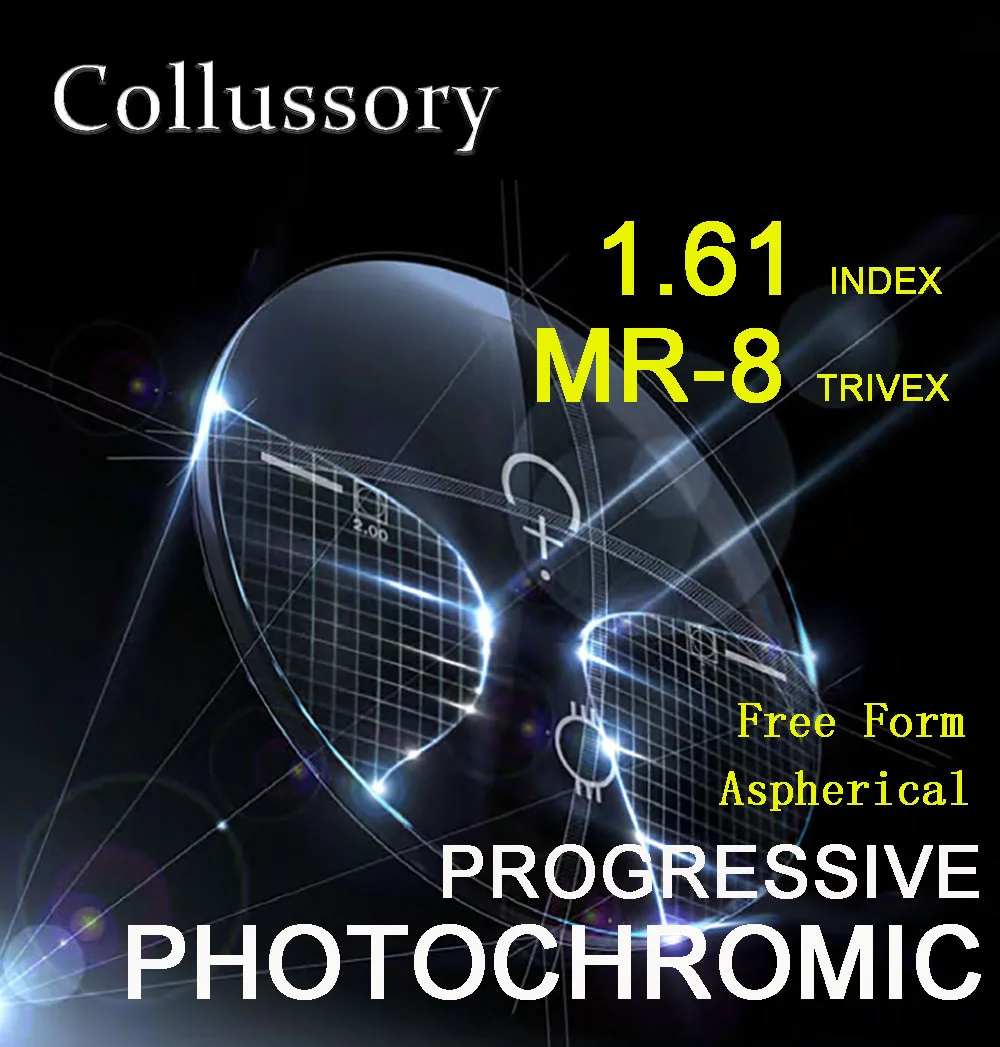 1,61 ИНДЕКС Trivex MR-8 асферическая Оптика прогрессивной формы фотохромные линзы для чтения серые hmc emi наивысшего качества