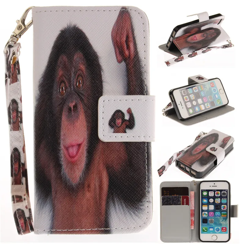 COATUNCLE чехол для телефона, чехол для Apple iPhone 5, 5S, SE, чехол для iPhone 5, чехол с собакой, совой, цветочным бумажником, откидной чехол, кожаный чехол