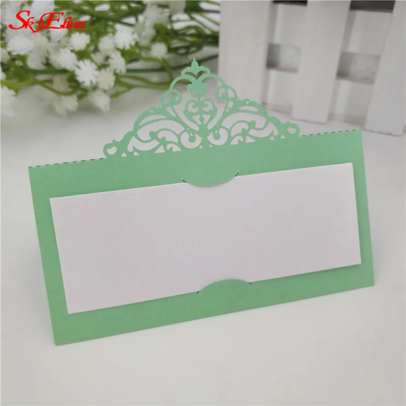 light green 50 шт. Свадебные и свадебные открытки с лазерной резкой для жениха и невесты свадебные именные открытки Гостевая карточка с именем и местом украшение свадебного стола настольные карты 6Z - Цвет: light green