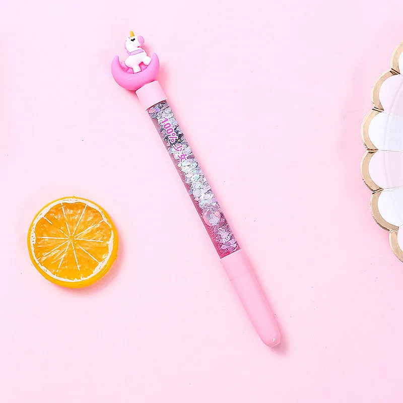 pink Лимит показывает 1 шт. 0,5 мм Kawaii, милые канцелярские принадлежности Единорог зыбучие пески гелевая ручка подпись ручка школьные офисные принадлежности подарок для ребенка подарок - Цвет: pink
