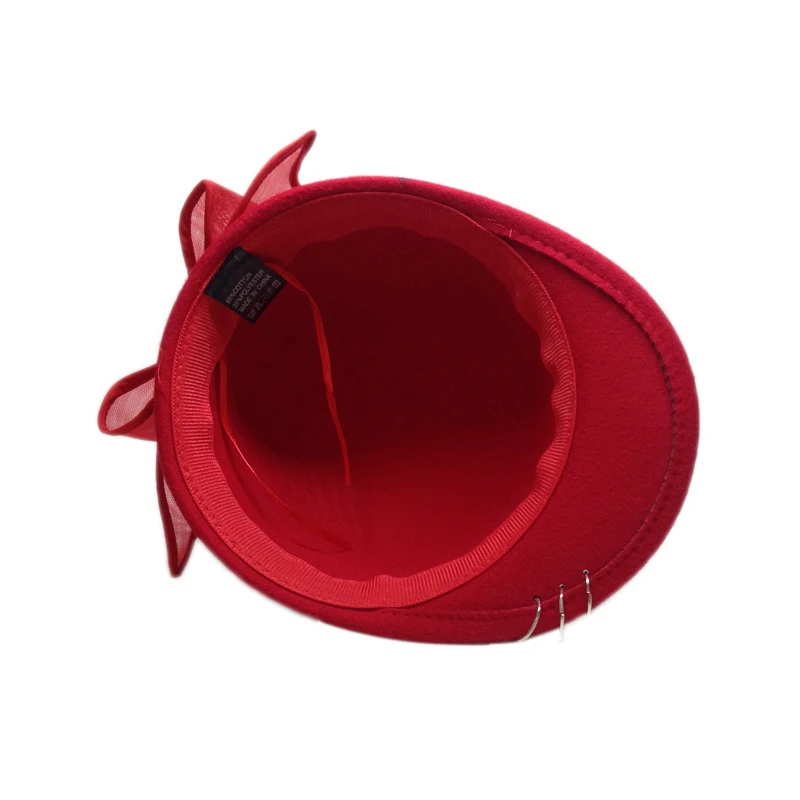 Lovely Winter Fedoras Hats For Kids Equestrian Hat With Large Bow Children Autumn Trilby Wool Fedora Chapeu Sombrero YY60544 | Аксессуары