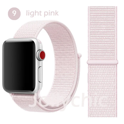 Ремешок для Apple Watch Series 4 3/2/1 полосы 38 мм 42 мм нейлон мягкая дышащая сменная Спортивная петля для iwatch 4 3 2 1 40 мм 44 мм - Цвет ремешка: light pink
