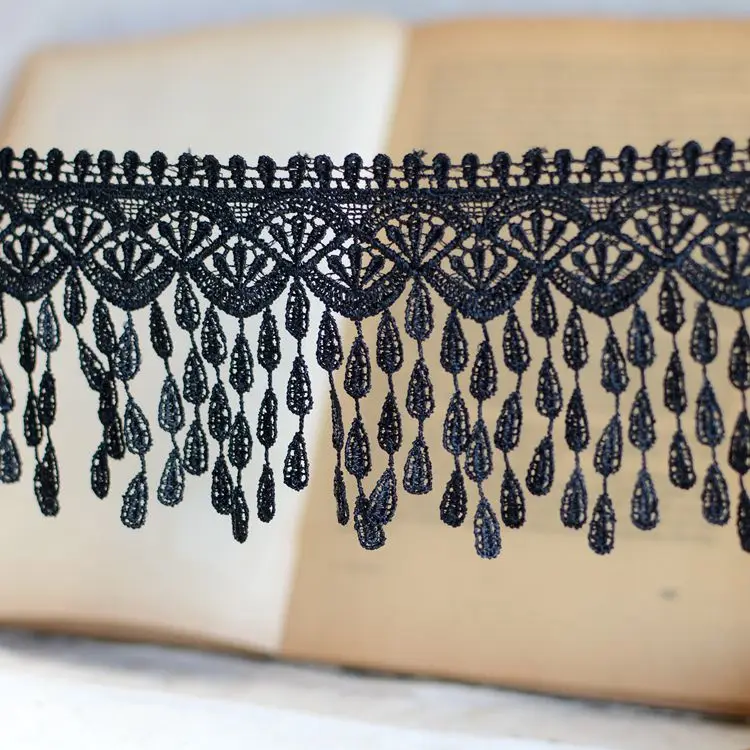 

#950 черная блестящая кружевная лента, вышитая Водорастворимая кружевная отделка, материал ленты, отделка, ткань, материал s