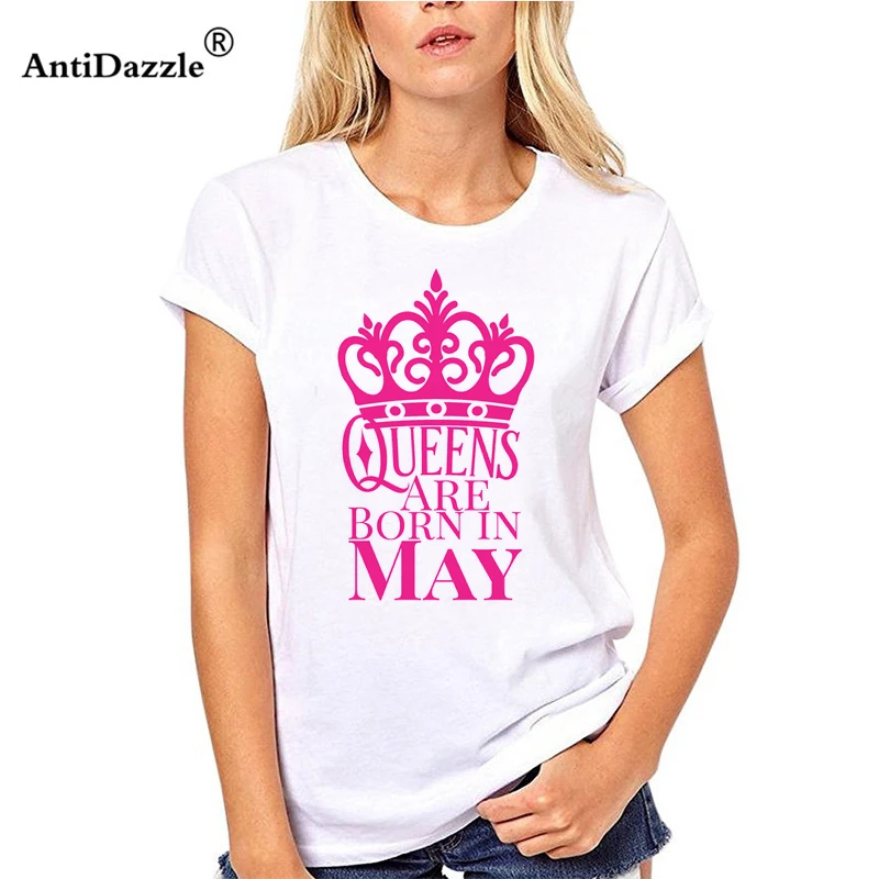 Antidazzle Новая летняя Новинка QUEENS BORN IN мая Женская Винтажная футболка с надписью