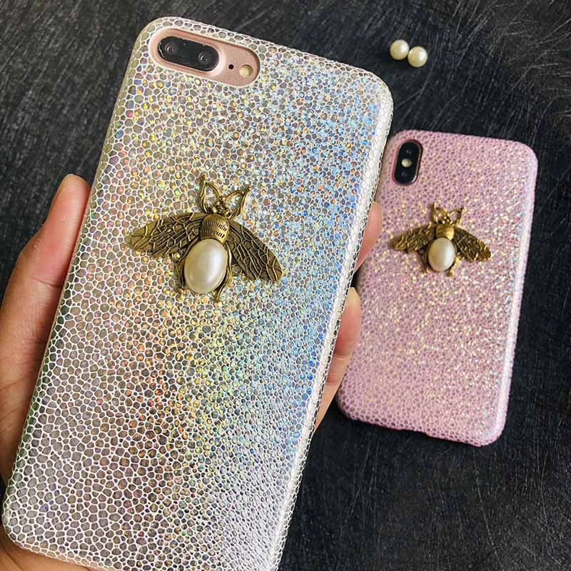 Роскошный блестящий чехол для телефона с пчелками iPhone 8 7 Plus чехлы из