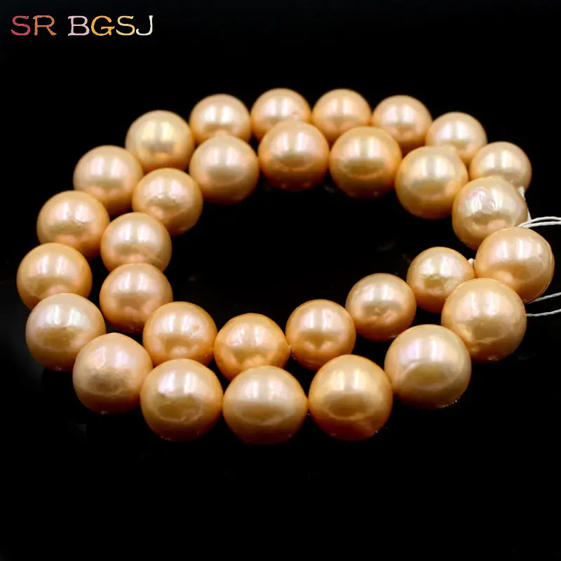 

Free Shipping 12-15mm High Quality Graduated Natural 5A Grade Freshwater Big Round Pearl DIY Beads Strand 15"