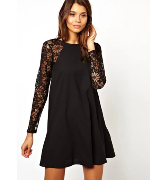 Vestidos 2015 Summer Style New Fashion Women's Sexy Lace Dress Knee-length O neck Casual D003 | Женская одежда