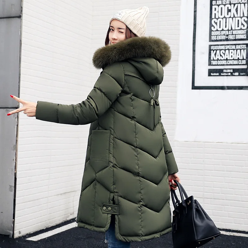 Neploe 2019 Winter New Hooded Thick Slim Down Cotton Jacket Women Big Fur Collar Warm Long Parkas Zipper Pocket Coat 66335 | Женская