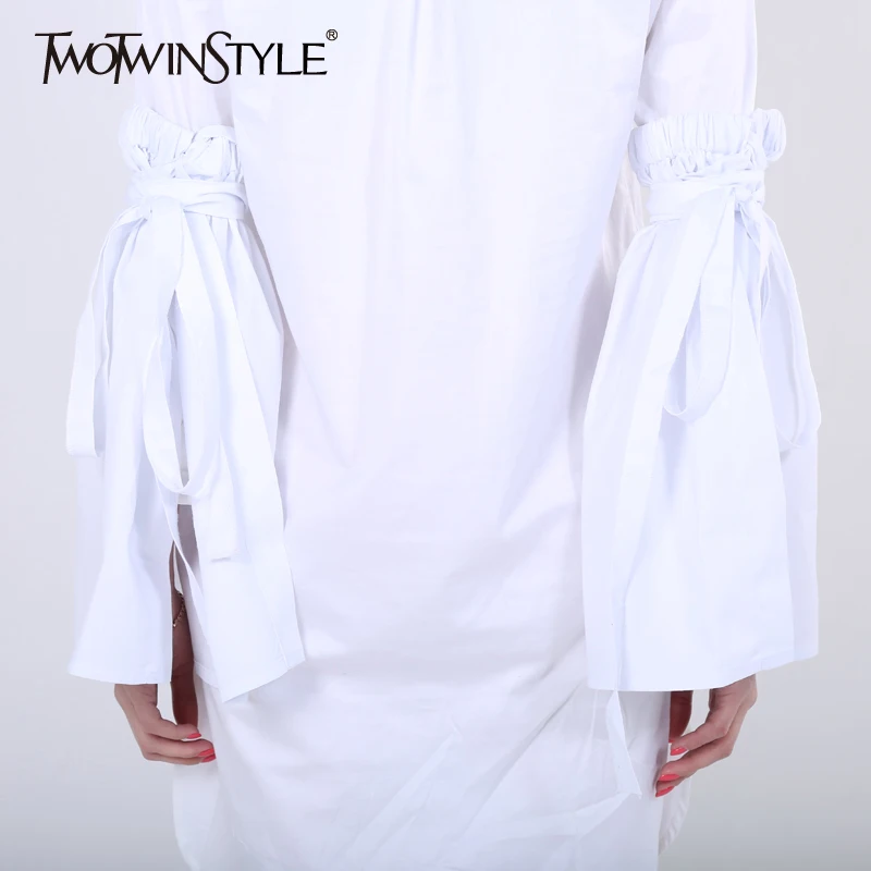 TWOTWINSTYLE 2019 Женская повязка на шнуровке с расклешенными рукавами и манжетами