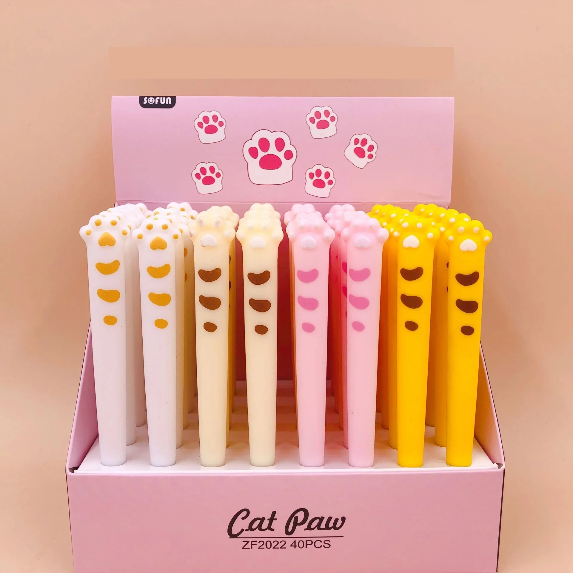 

40pcs/lot Creative Cute Cartoon Cat Paw Claw Silicone Gel Pen Water Ink Roller Ball Pen Sign Pen Office School Supplies Gift