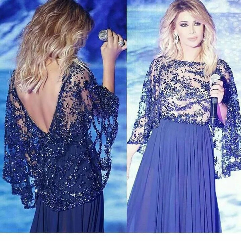 Сексуальная Перспектива Синий Аппликации Кружева Вечерние Платья 2017 С Длинным