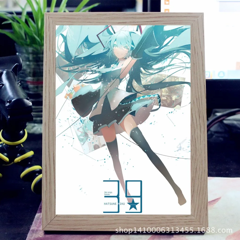 Who Канцтовары магазин аниме фоторамка рисунок повесить картину плакаты Hatsune Miku A3 7