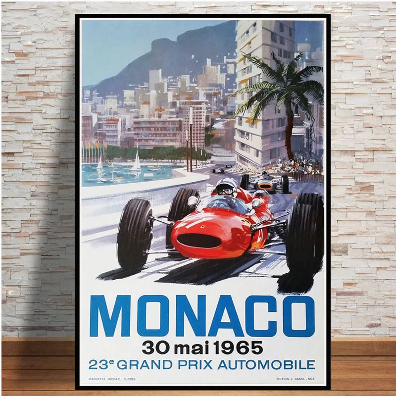 Grand Prix Супер гоночный автомобиль Ретро 2006 Monaco Racing 64-й мотор плакат настенный Арт холст настенная картина Картина для комнаты домашний декор - Цвет: Лиловый