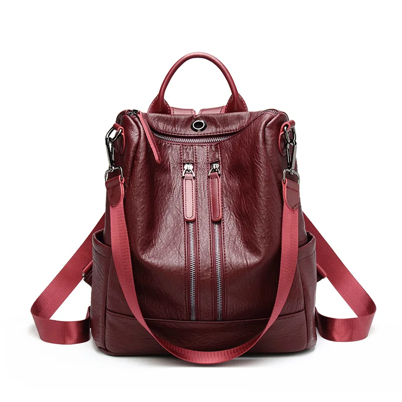 ZROM женский рюкзак Mochila Feminina, повседневный многофункциональный женский кожаный рюкзак, женская сумка на плечо, сумка для путешествий - Цвет: Red