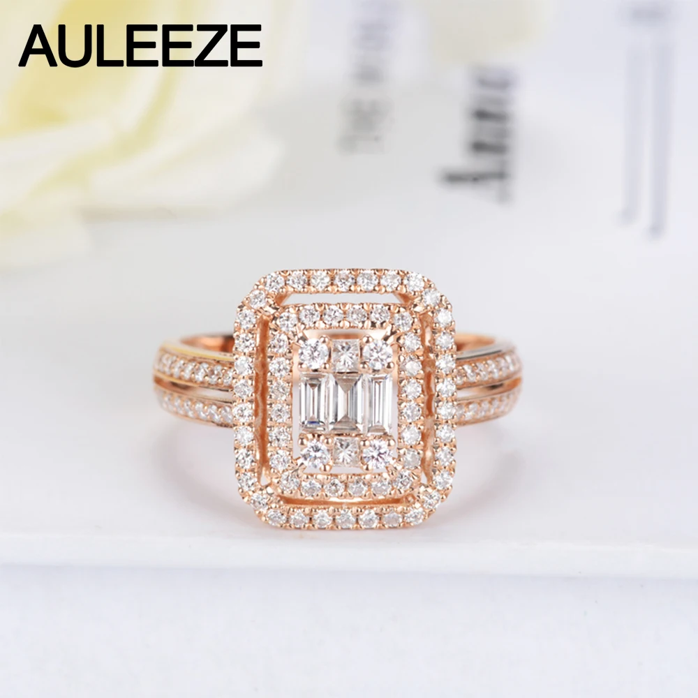 Обручальное кольцо AULEEZE розовое золото c настоящим бриллиантом пробы 18 К 750 с