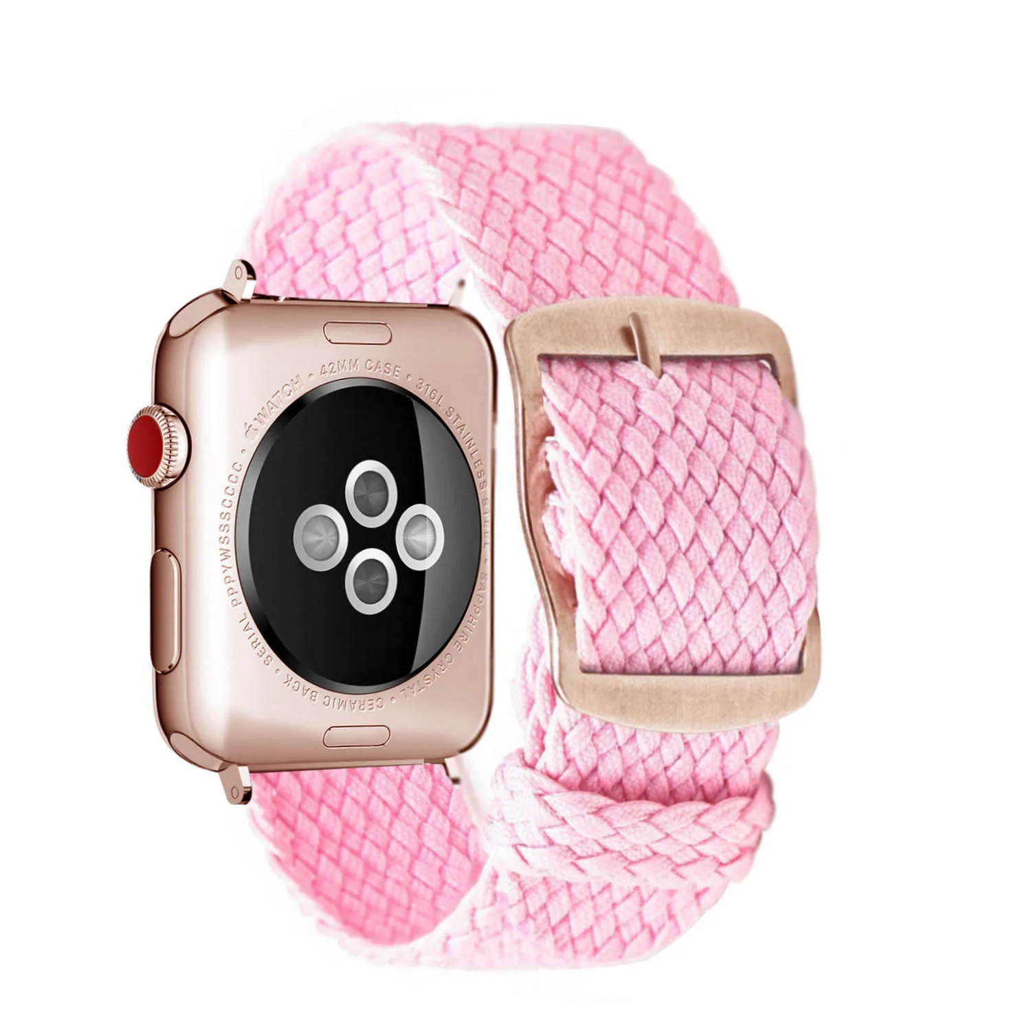 Pink-Rose gold Модные петля ремешок нейлон кабель-браслет на запястье часы аксессуары для наручных часов Apple watch 1/2/3 42 мм 44 мм для наручных часов iwatch, ремешок 4/5 38 мм 40 мм - Цвет ремешка: Pink-Rose gold