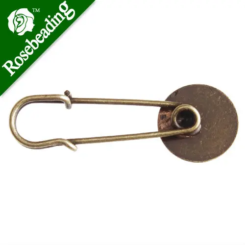 Плоская Медная брошь с античным бронзовым покрытием 15 мм круглой плоской основой