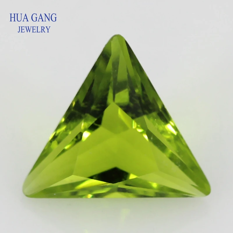 

Peridot Triangle Shape Princess Cut Loose Glass Beads Synthetic Gems For Jewelry Size 3x3~8x8mm Free Shipping