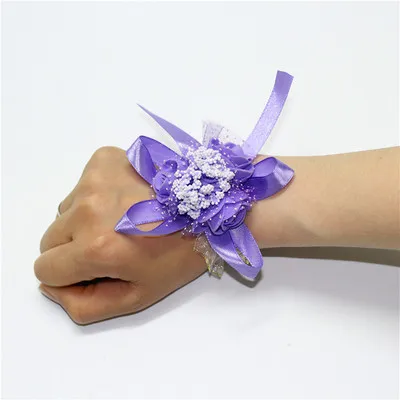 Новинка модный розовый ручной цветок на запястье свадебное украшение Шелковое