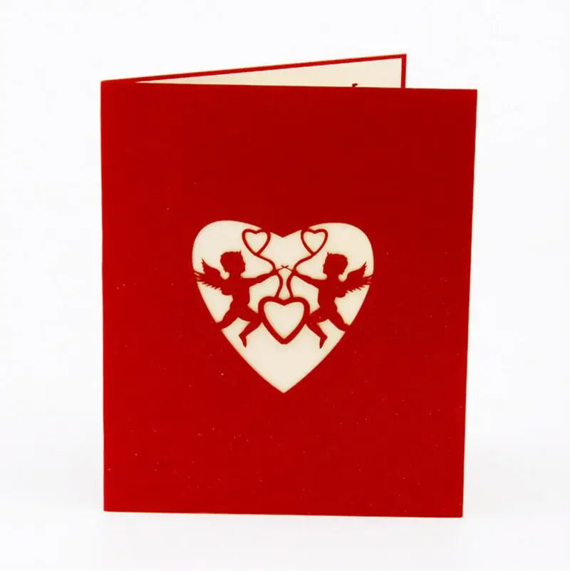 

Valentine 's Day Greeting Card 3D Creative Handmade Cupid Heart Love Blessing Card 3pcs/lot