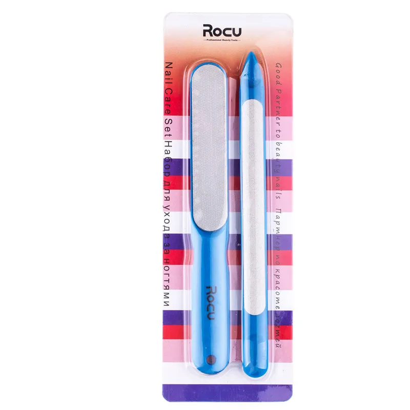 2Pcs Dual Sided Stainless Steel Metal Nail file Manicure Pedicure Tools Women Nail Art File Care Set 141mm*17mm& 151mm*17mm - Цвет: Blue